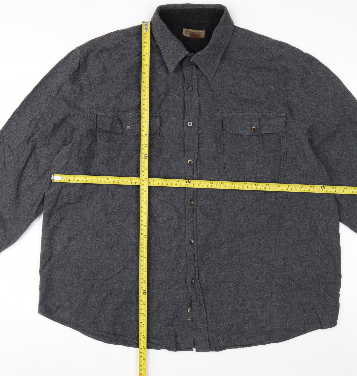 Faded Glory Men's Grey 2XL Flannel Cotton Long Sleeve Button Up Shirt
