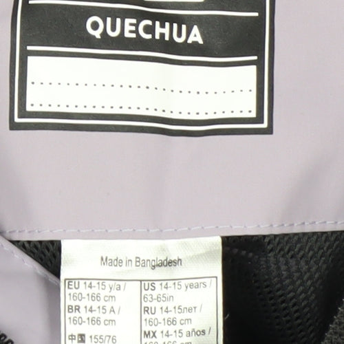 Quechua Teens Purple Waterproof Hooded Rain Jacket Size 14