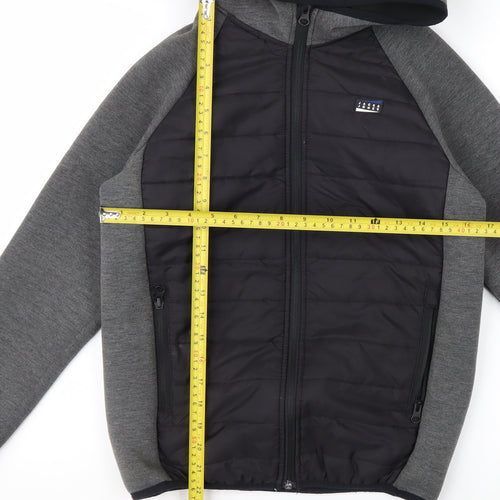 Jack & Jones Boys Grey Hooded Puffer Jacket Size 152 Full Zip