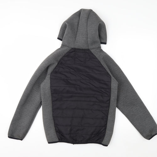Jack & Jones Boys Grey Hooded Puffer Jacket Size 152 Full Zip