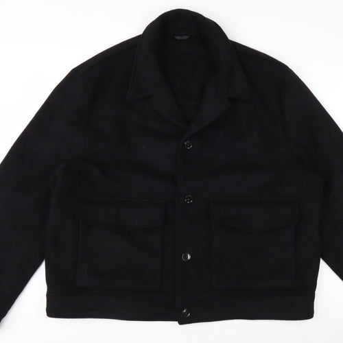 H&M Men's Black Wool Blend Button Jacket XXL Classic Style