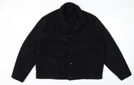 H&M Men's Black Wool Blend Button Jacket XXL Classic Style