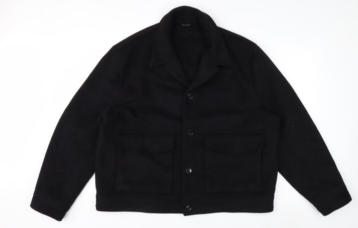 H&M Men's Black Wool Blend Button Jacket XXL Classic Style