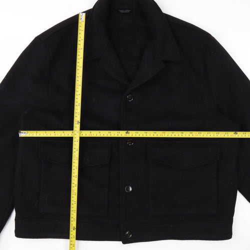 H&M Men's Black Wool Blend Button Jacket XXL Classic Style