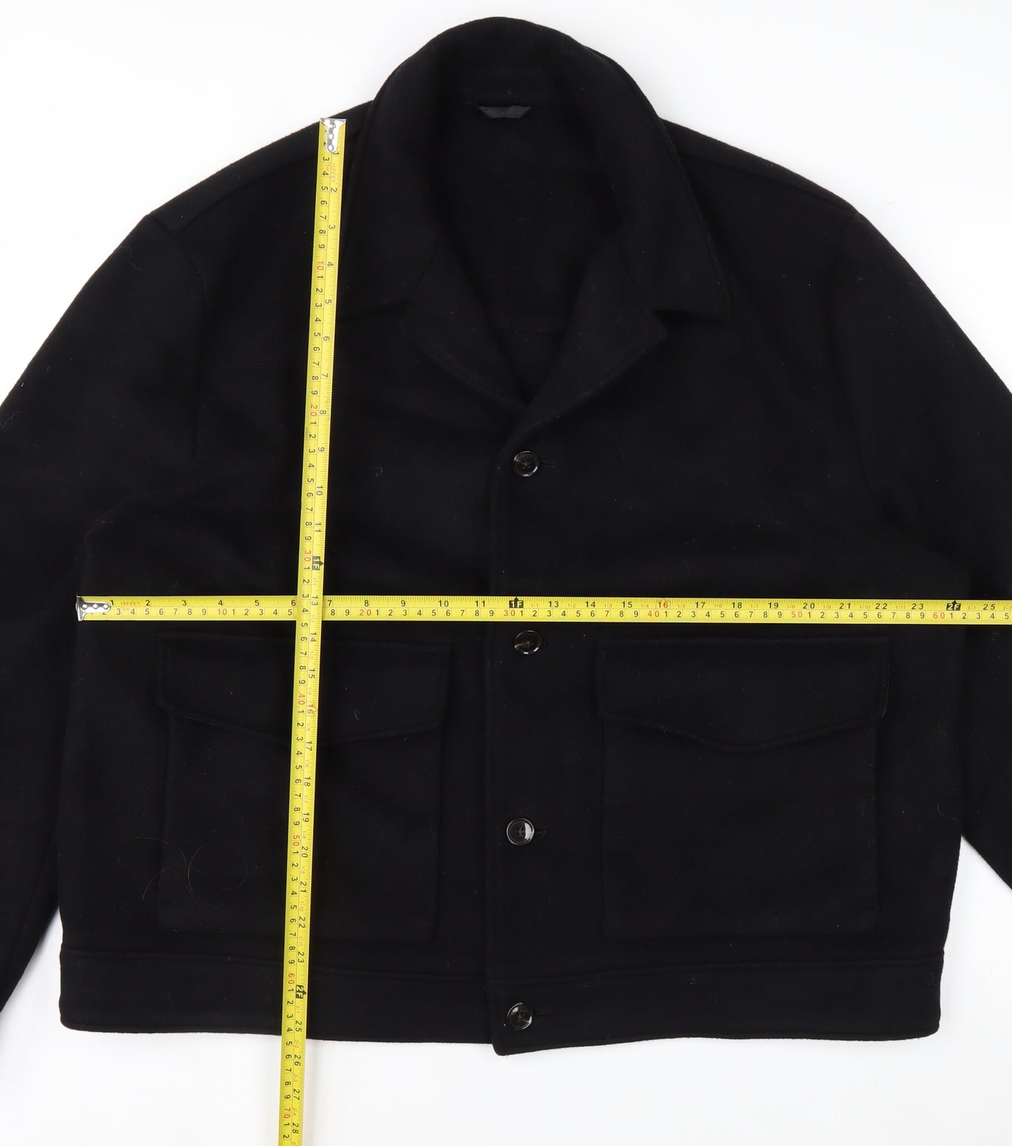 H&M Men's Black Wool Blend Button Jacket XXL Classic Style