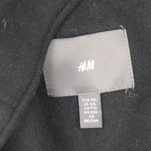 H&M Men's Black Wool Blend Button Jacket XXL Classic Style