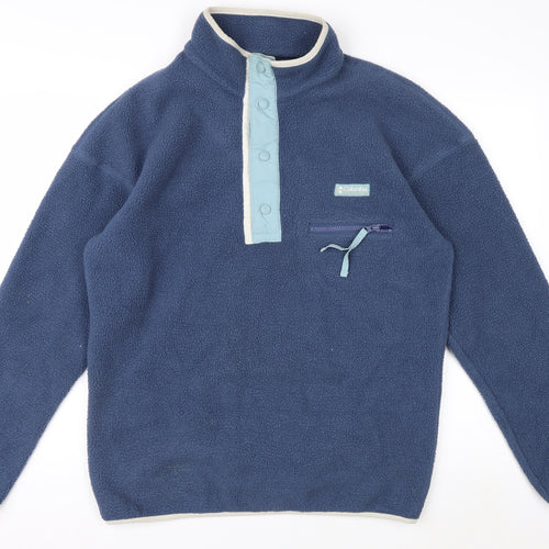 Columbia Men's Blue Fleece Henley Sweatshirt Size M Outdoor Pullover