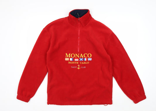 Jem City Men's Red Fleece 1/4 Zip Pullover Sweatshirt Small