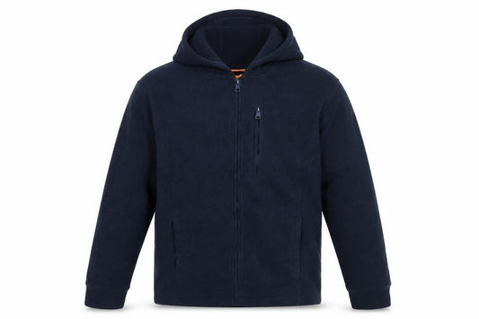 Front view of Threadbare Men's Blue Fleece Hooded Full Zip Jacket, size S