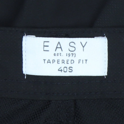 EASY Men’s Black Tapered Fit 40S Smart Trousers