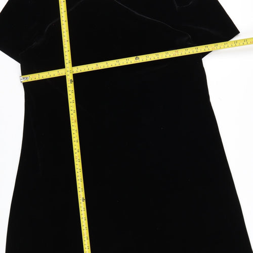 Another Thyme Women’s Black Velvet Shift Dress Size 12 Short Sleeve