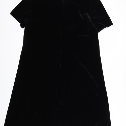 Another Thyme Women’s Black Velvet Shift Dress Size 12 Short Sleeve