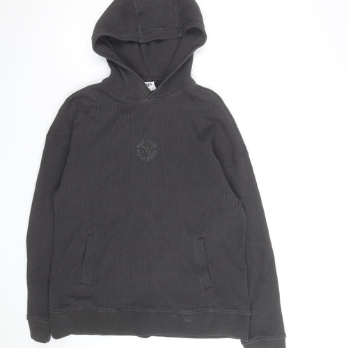 Zara Men's Charcoal Grey Pullover Hoodie Size XL Cotton Blend