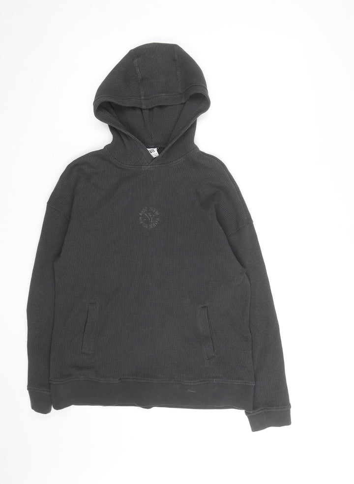 Zara Men's Charcoal Grey Pullover Hoodie Size XL Cotton Blend