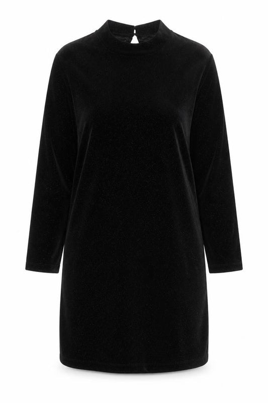 Front view of Forever 21 Women’s Black Velvet Bodycon Party Dress, size S