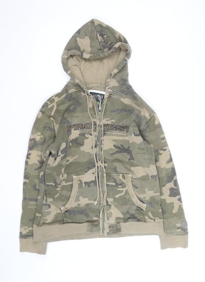 Protest Mens Green Camouflage Full Zip Hoodie Size M