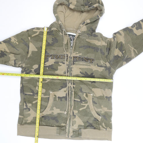 Protest Mens Green Camouflage Full Zip Hoodie Size M