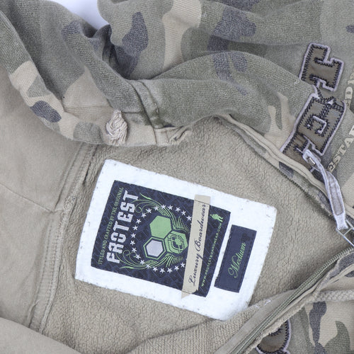 Protest Mens Green Camouflage Full Zip Hoodie Size M