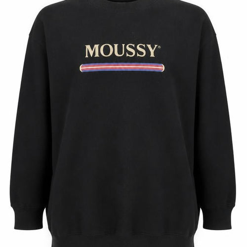 MOUSSY Black Logo Pullover Sweatshirt Unisex Adults L Fleece Cotton Blend