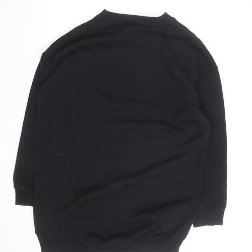 MOUSSY Black Logo Pullover Sweatshirt Unisex Adults L Fleece Cotton Blend