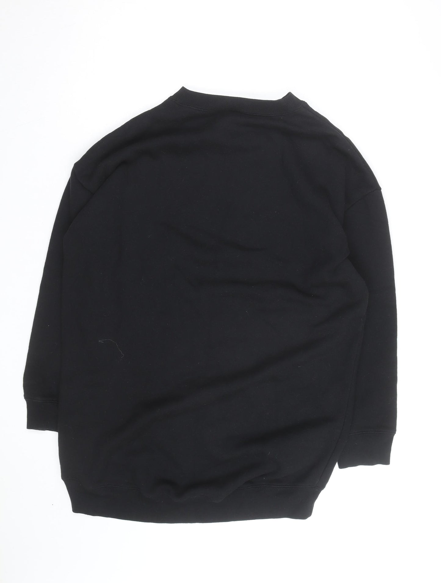 MOUSSY Black Logo Pullover Sweatshirt Unisex Adults L Fleece Cotton Blend