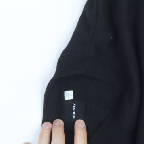 MOUSSY Black Logo Pullover Sweatshirt Unisex Adults L Fleece Cotton Blend