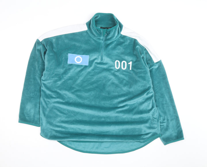 Squid Game Women Green 1/2 Zip Pullover Sweatshirt UK 10-12