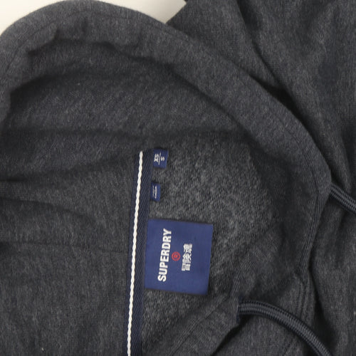 Superdry Men's Grey Pullover Hoodie S NYU Logo Fleece Sweatshirt