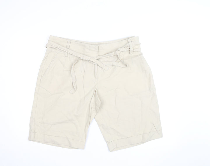 Marks and Spencer Women’s Beige Paperbag Shorts Size 18 Cotton Twill