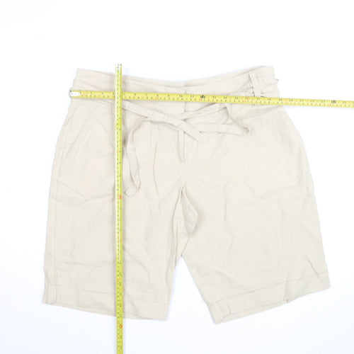 Marks and Spencer Women’s Beige Paperbag Shorts Size 18 Cotton Twill