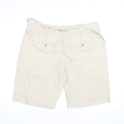 Marks and Spencer Women’s Beige Paperbag Shorts Size 18 Cotton Twill