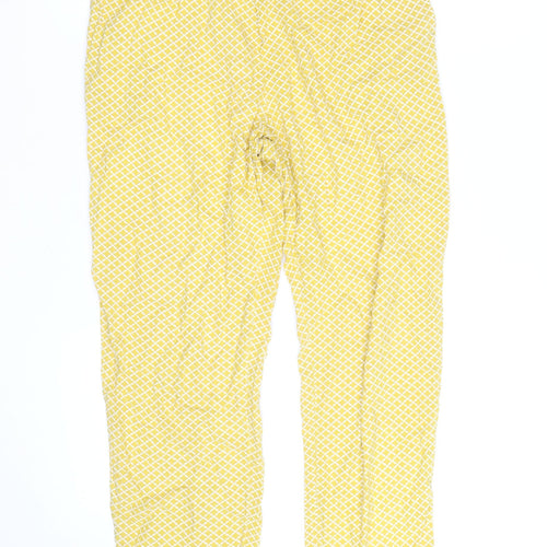 Marks and Spencer Women Yellow Geometric Lightweight Trousers Size 10
