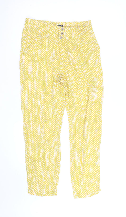 Marks and Spencer Women Yellow Geometric Lightweight Trousers Size 10