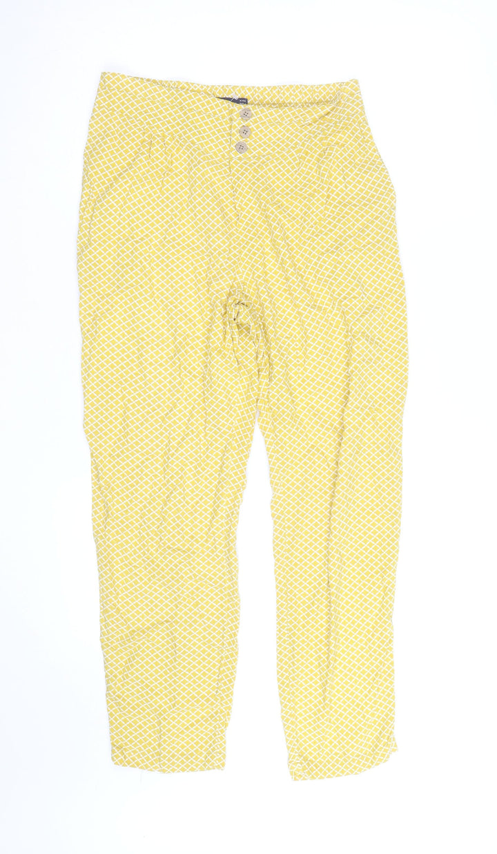 Marks and Spencer Women Yellow Geometric Lightweight Trousers Size 10