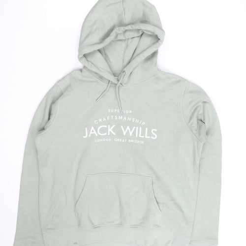 Jack Wills Womens Green Pullover Hoodie Size 14 Cotton Blend