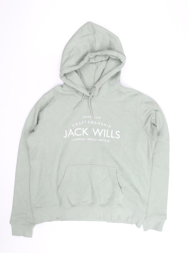 Jack Wills Womens Green Pullover Hoodie Size 14 Cotton Blend