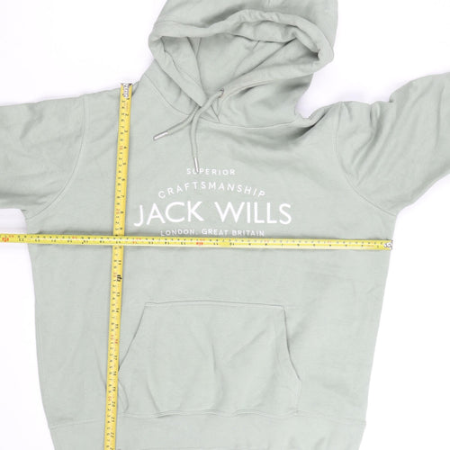 Jack Wills Womens Green Pullover Hoodie Size 14 Cotton Blend