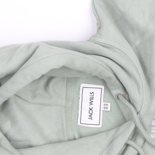 Jack Wills Womens Green Pullover Hoodie Size 14 Cotton Blend