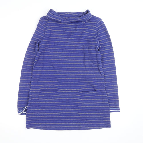 Seasalt Cornwall Womens Blue Striped Cotton Cowl Neck Tunic Jumper Size 8