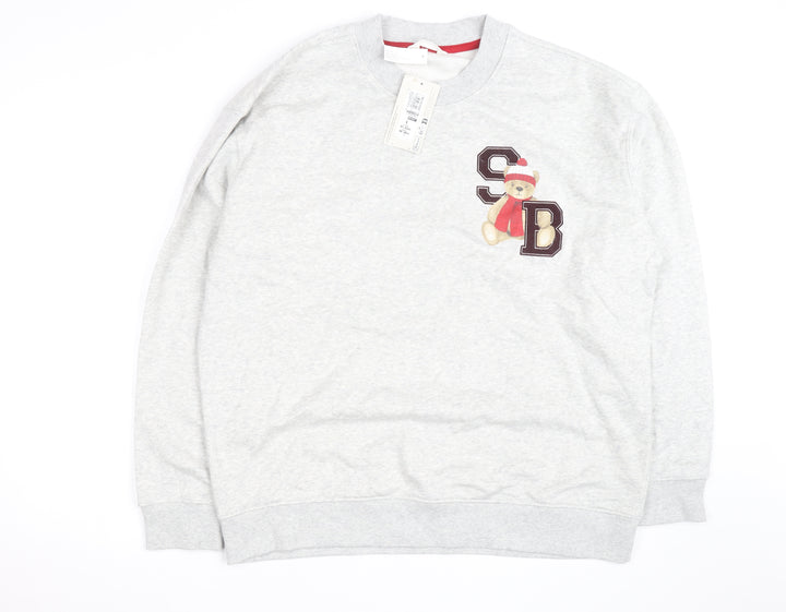 Marks and Spencer Men's Grey Spencer Bear Christmas Sweatshirt L