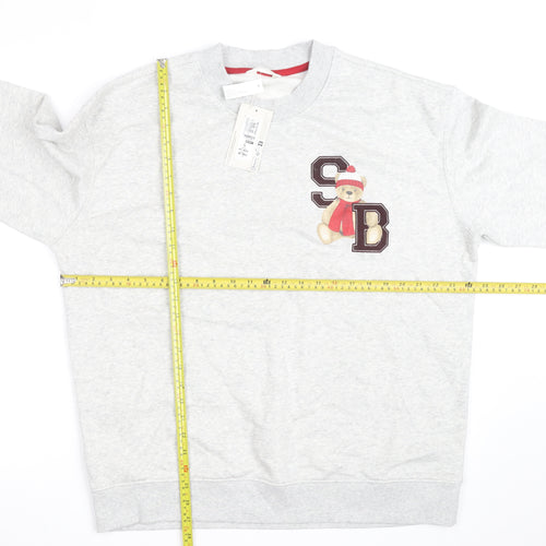 Marks and Spencer Men's Grey Spencer Bear Christmas Sweatshirt L