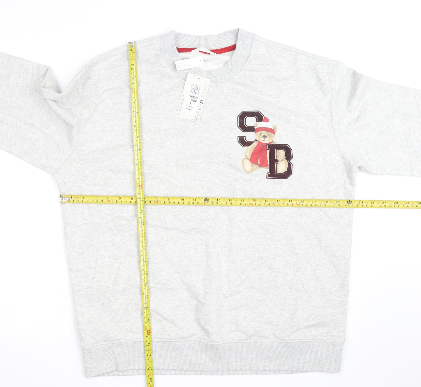 Marks and Spencer Men's Grey Spencer Bear Christmas Sweatshirt L