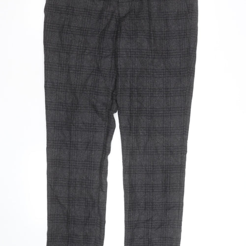 Shire Mens Grey Plaid Wool Blend Dress Trousers 33R Classic Fit