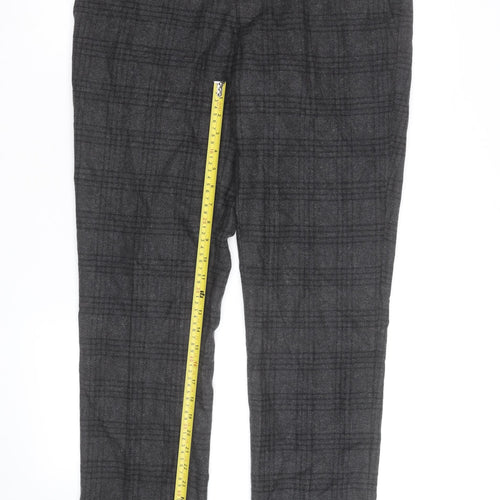 Shire Mens Grey Plaid Wool Blend Dress Trousers 33R Classic Fit