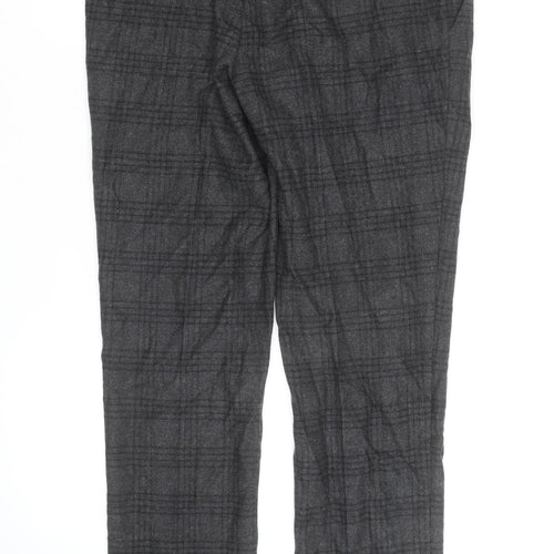 Shire Mens Grey Plaid Wool Blend Dress Trousers 33R Classic Fit