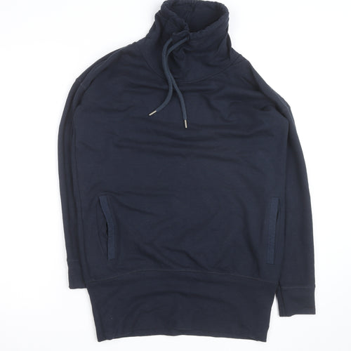 BAM Women's Navy Drawstring Cowl Neck Pullover Hoodie Size 10