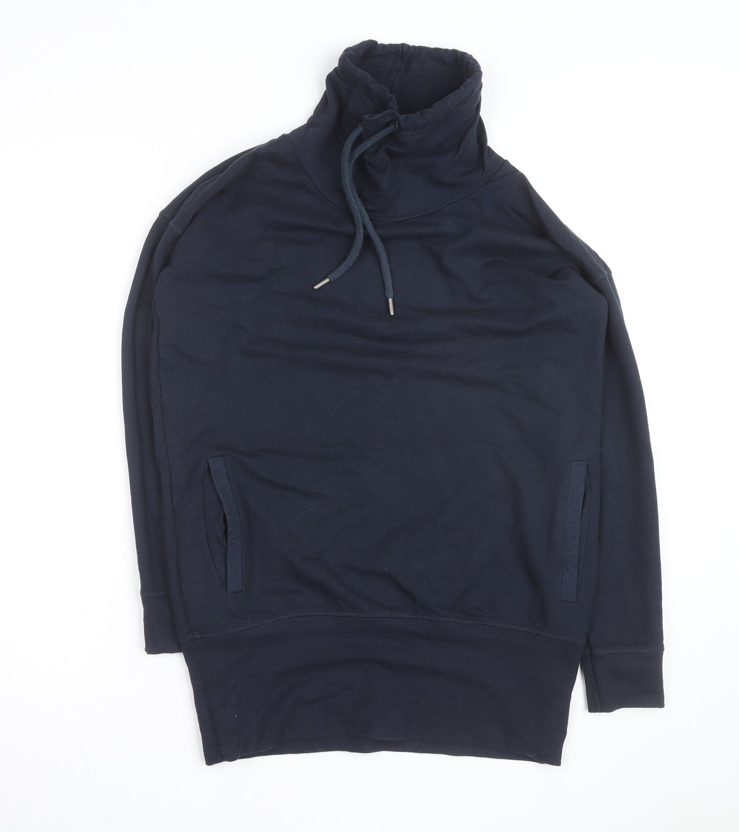 BAM Women's Navy Drawstring Cowl Neck Pullover Hoodie Size 10