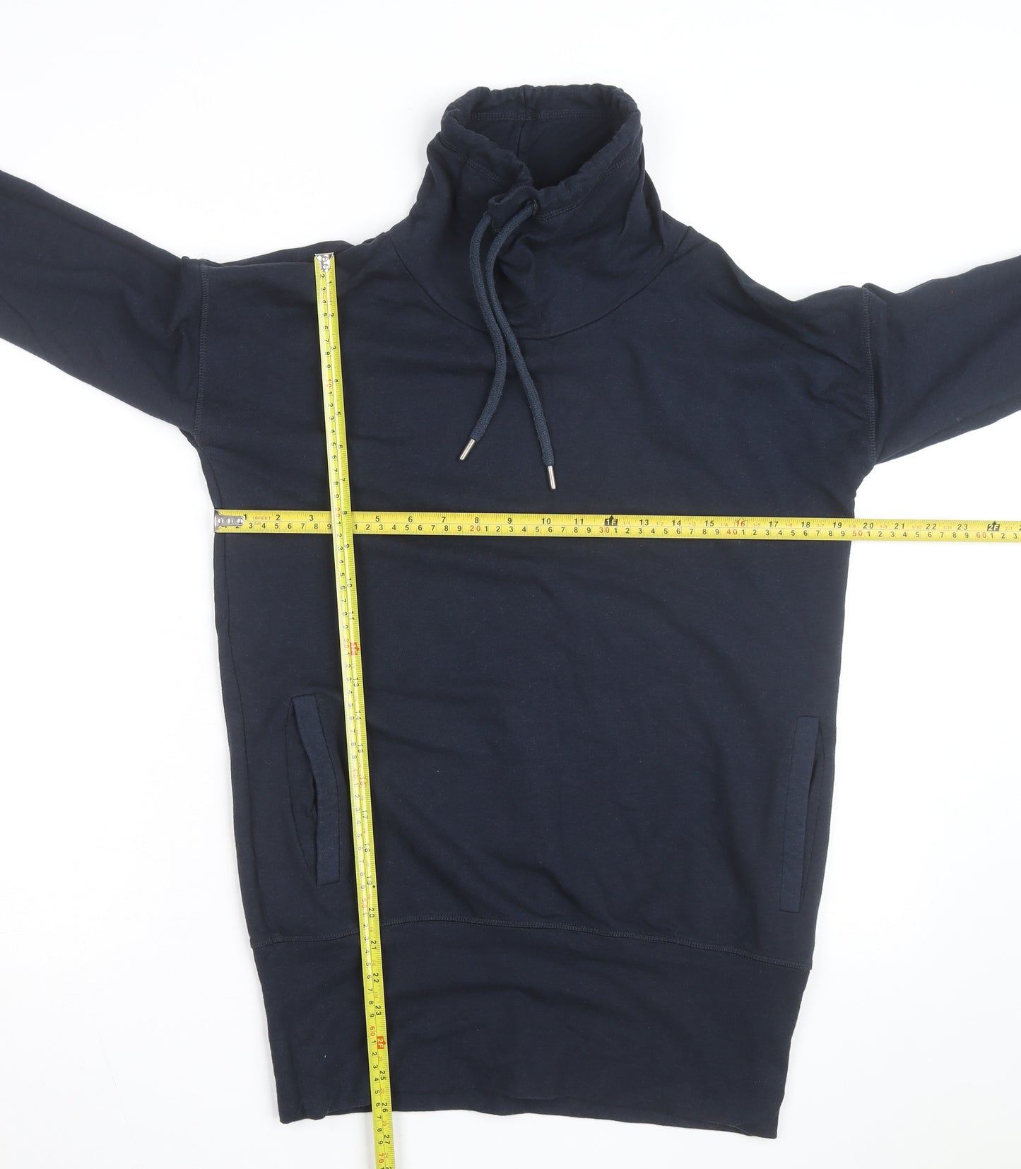 BAM Women's Navy Drawstring Cowl Neck Pullover Hoodie Size 10