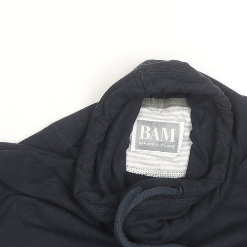 BAM Women's Navy Drawstring Cowl Neck Pullover Hoodie Size 10