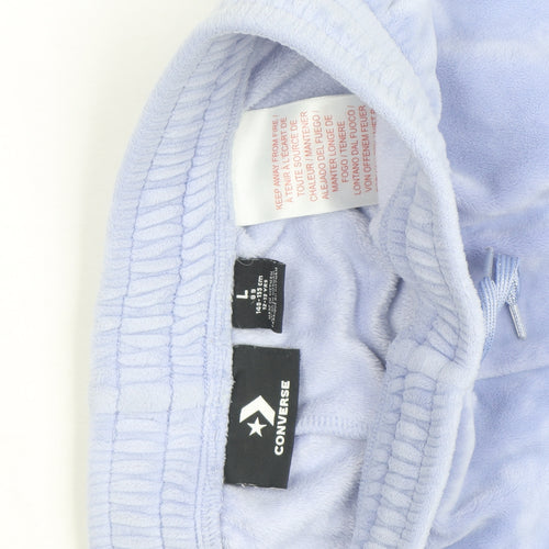 Converse Women Blue Velour Lounge Pants L Lightweight